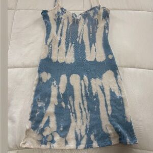 Blue and Cream Tie-Dye Dress